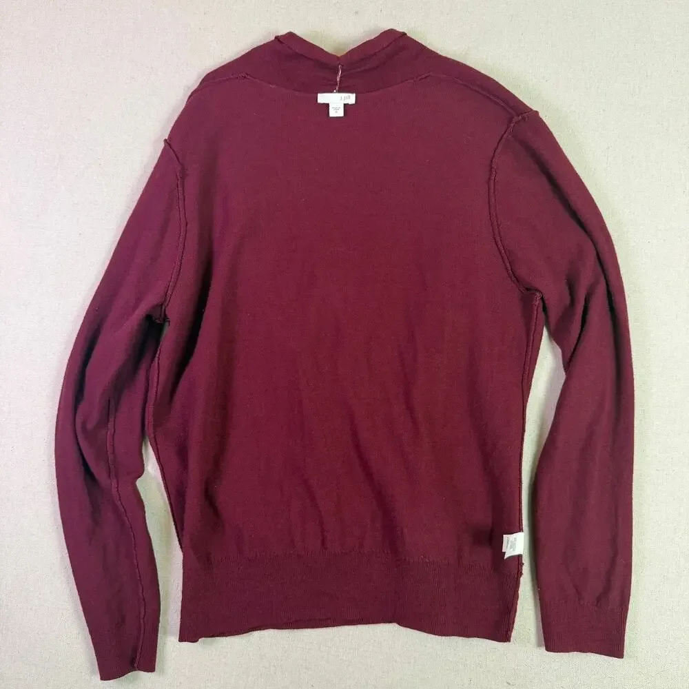 J. Jill Burgundy Cross Wrap Surplice Sweater Women's M Silk Wool Blend Classic